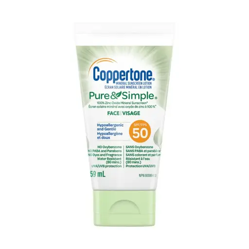 Coppertone® Mineral Sunscreen Lotion Pure & Simple Face SPF50